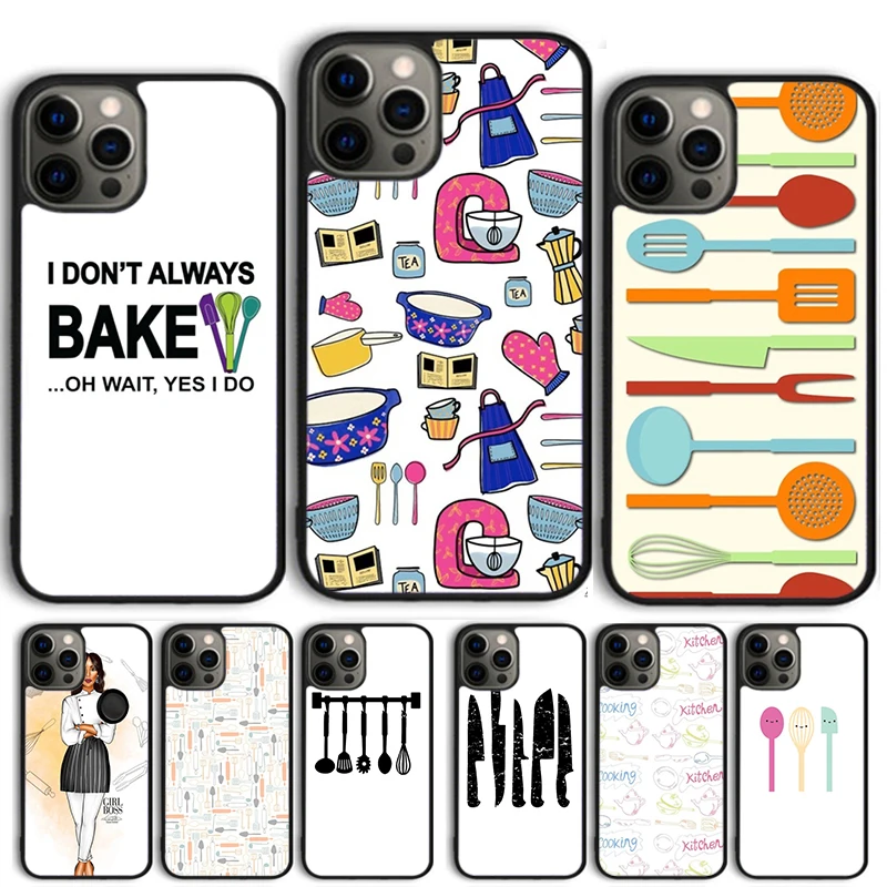 Kitchen Utensil Colored Silhouettes Phone case  For iPhone 16 15 14 X XR XS 11 12 mini 13 Pro MAX Plus cover coque