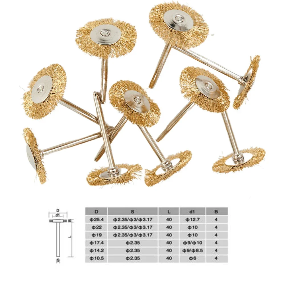 3.17*22mm Messingdraht rad bürsten Polier werkzeug für Schleifer Rotations zubehör Reinigungs bürste Bohr bürste Brosse Draht bürste