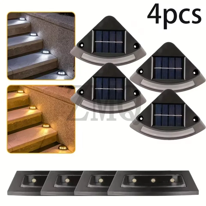 

4 шт. солнечная ступенчатая лампа, уличное водонепроницаемое беспроводное садовое освещение лестницы для патио, дорожки, палубы, ступеньки, садовые декоративные светильники