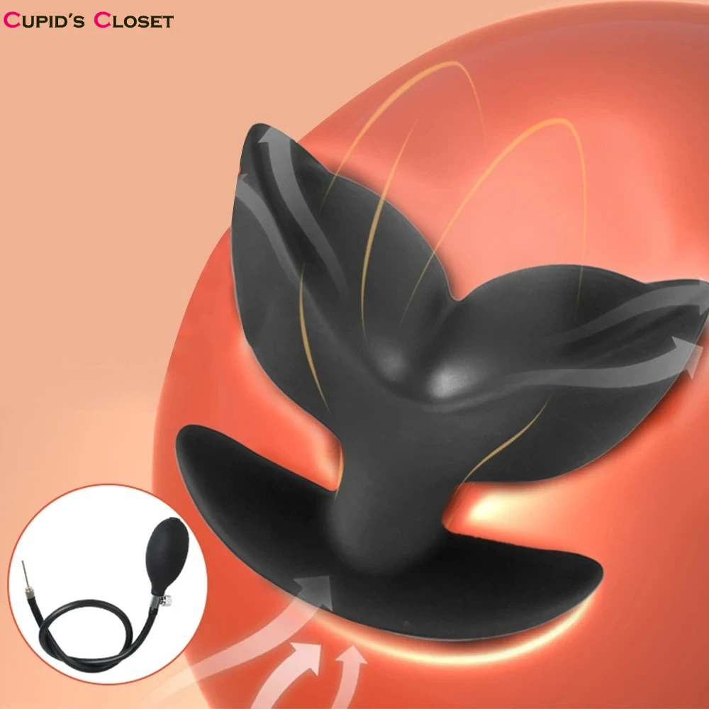 Inflatable Anal Plug Flower-Shape Detachable Women Butt Plug for Outdoor Wear, Anus Dilator Expander, Prostate Massager for Men