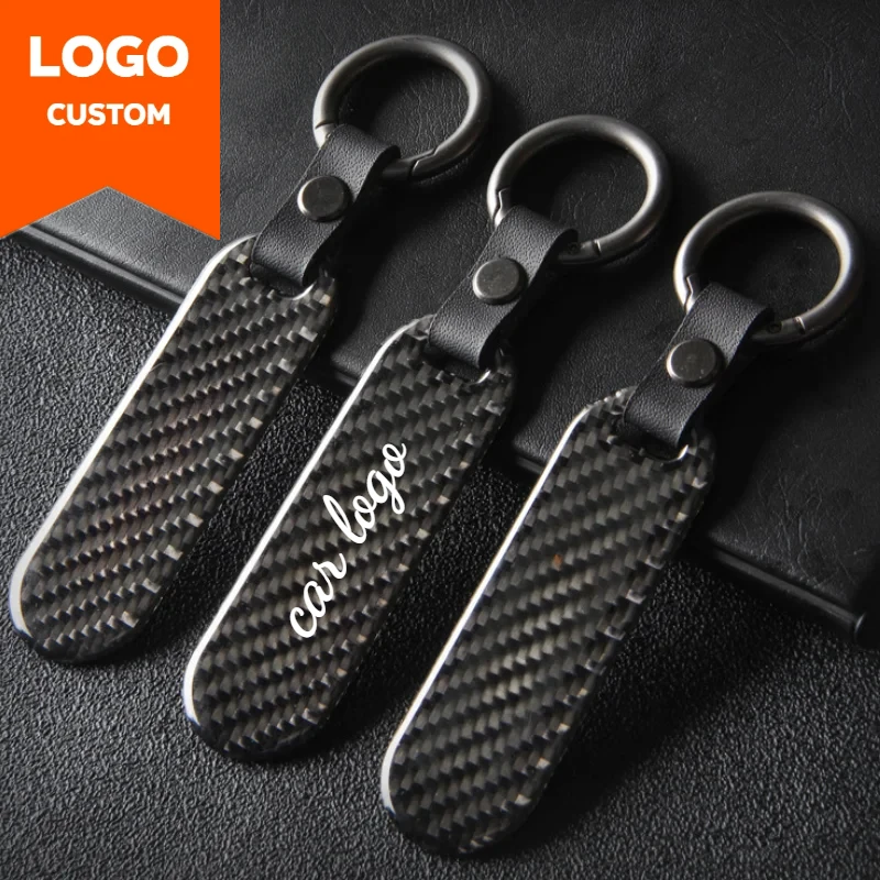 

UV Print Custom Logo Carbon Fiber Car Motorcycle Leather Keychain Men‘s Women’s Personalize Key Chains Holder Vintage Keyring