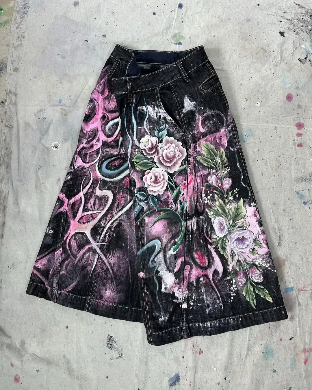 أمريكا الشارع شعبية الجينز Y2K جديد خمر السراويل المتوسطة النساء الهيب هوب موضة Harajuku الشرير فضفاض عالية الخصر بنطال ذو قصة أرجل واسعة #4