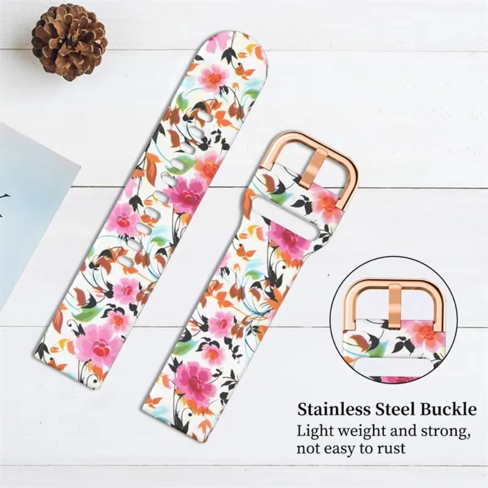 Print Silicone Band Color Buckle 20mm 22mm for Samsung Galaxy Watch Active 2 40mm 44mm 4 5 6 Classic Quick Release Men Women