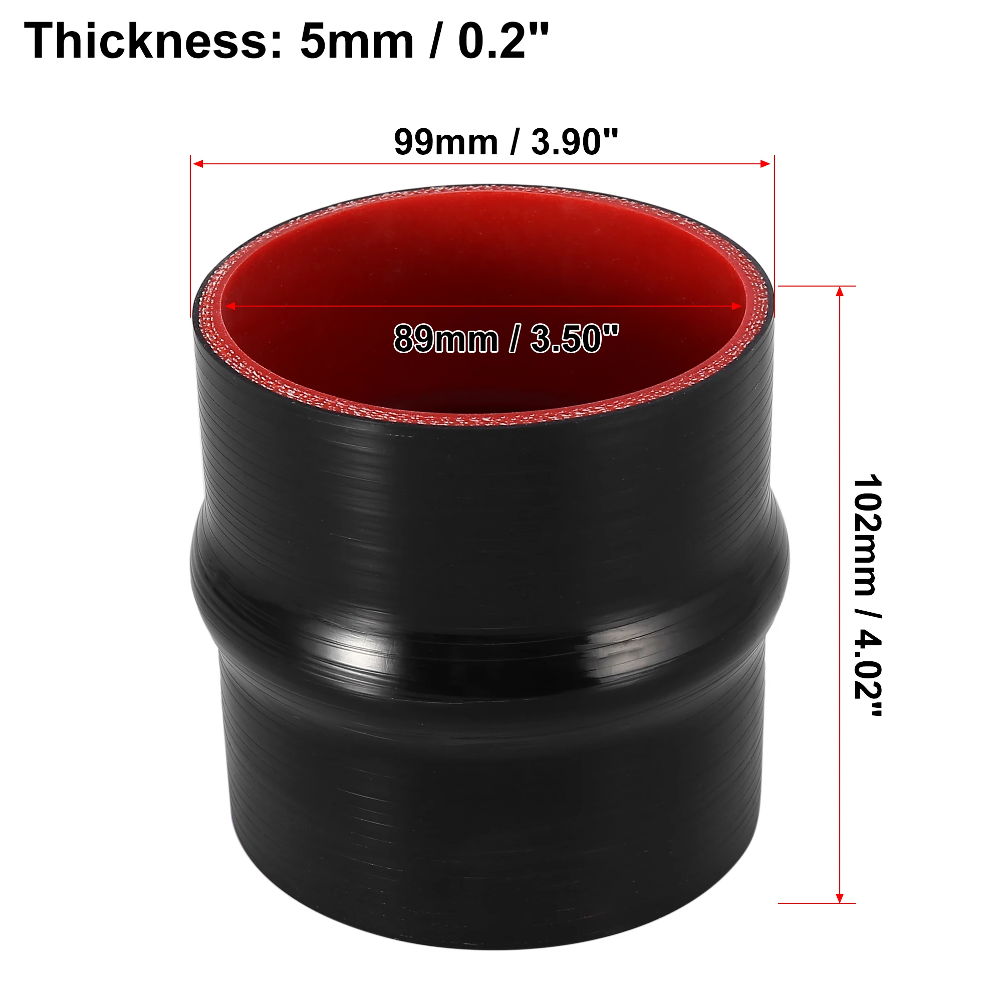 UXCELL 51 mm/63 mm/76 mm/89 mm/102 mm Innendurchmesser, gerader Silikon-Reduzierschlauch, Silikonschlauchkupplung, Ladeluftkühlerrohr, 102 mm Länge