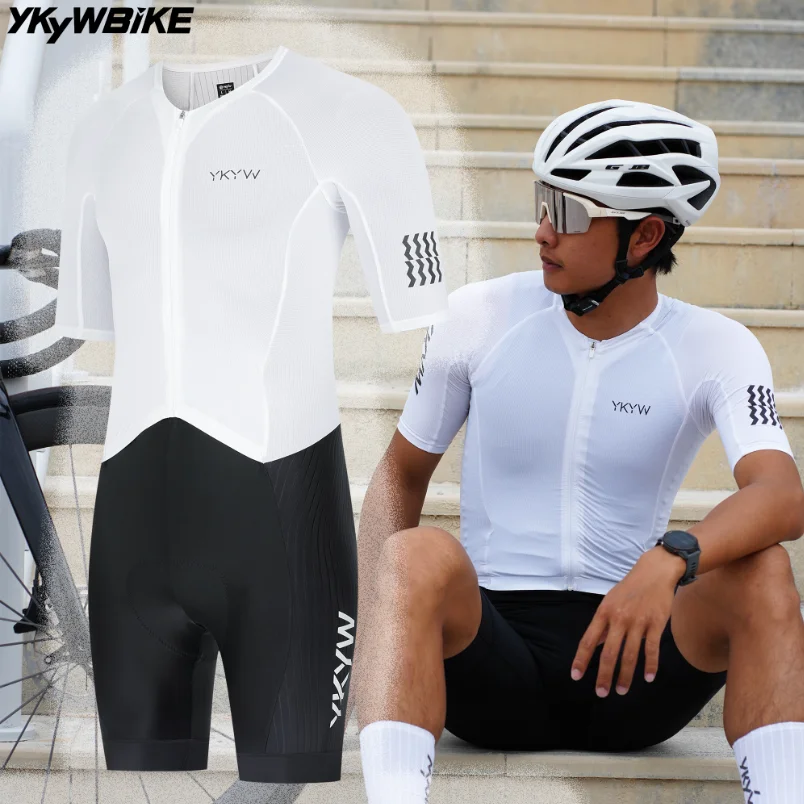 YKYWBIKE Herren Einteiliger Radsport-Skinsuit Pro Aerodynamische Rennrad Elite-Performance-Bekleidung Shorts Bodysuit Shorts