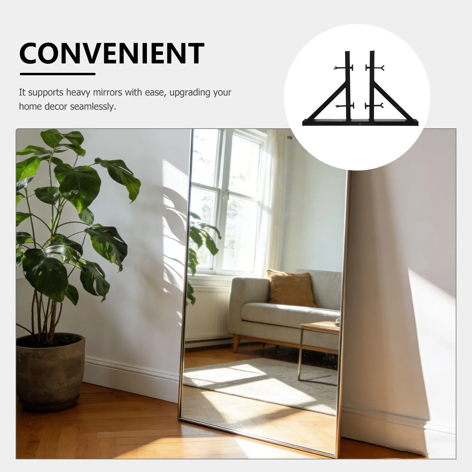 

Floor Full Length Mirror Stand Heavy Duty Anti-Slip Stable Base Mirror Holder Bracket Picture Frame Support for Living Room