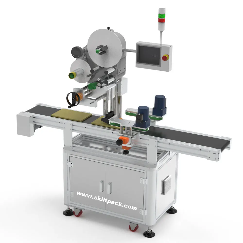 SKILT Automatic Coffee Bag Labeling Machines on Top Surface Label Applicator