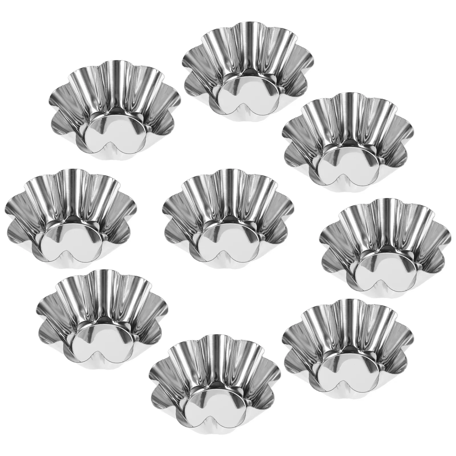 12 moules à dessert réutilisables en acier inoxydable, moules antiadhésifs pour tartes aux œufs, moules à cupcakes, moules à biscuits - Outils de pâtisserie pour la cuisine