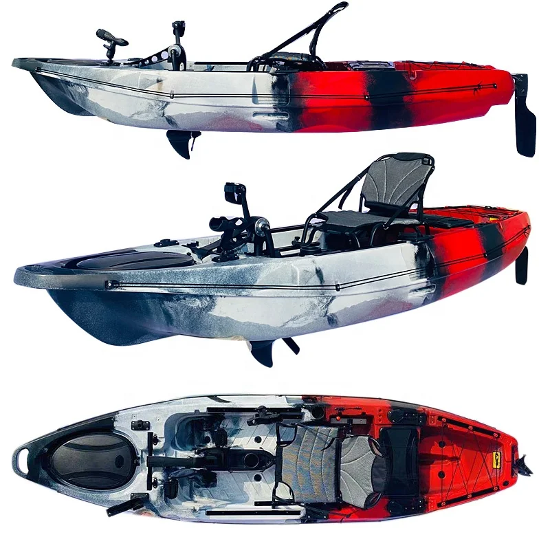 

Sitting on top pedals, powered ocean kayak fishing with rudder