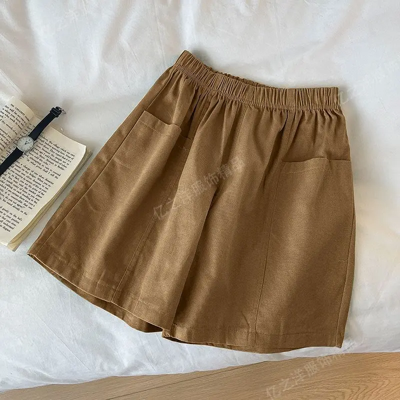 Women's Clothing Solid Red Utility Shorts Summer Loose New Arrival Korean Style Casual Stylish Outerwear Wide Leg Thin