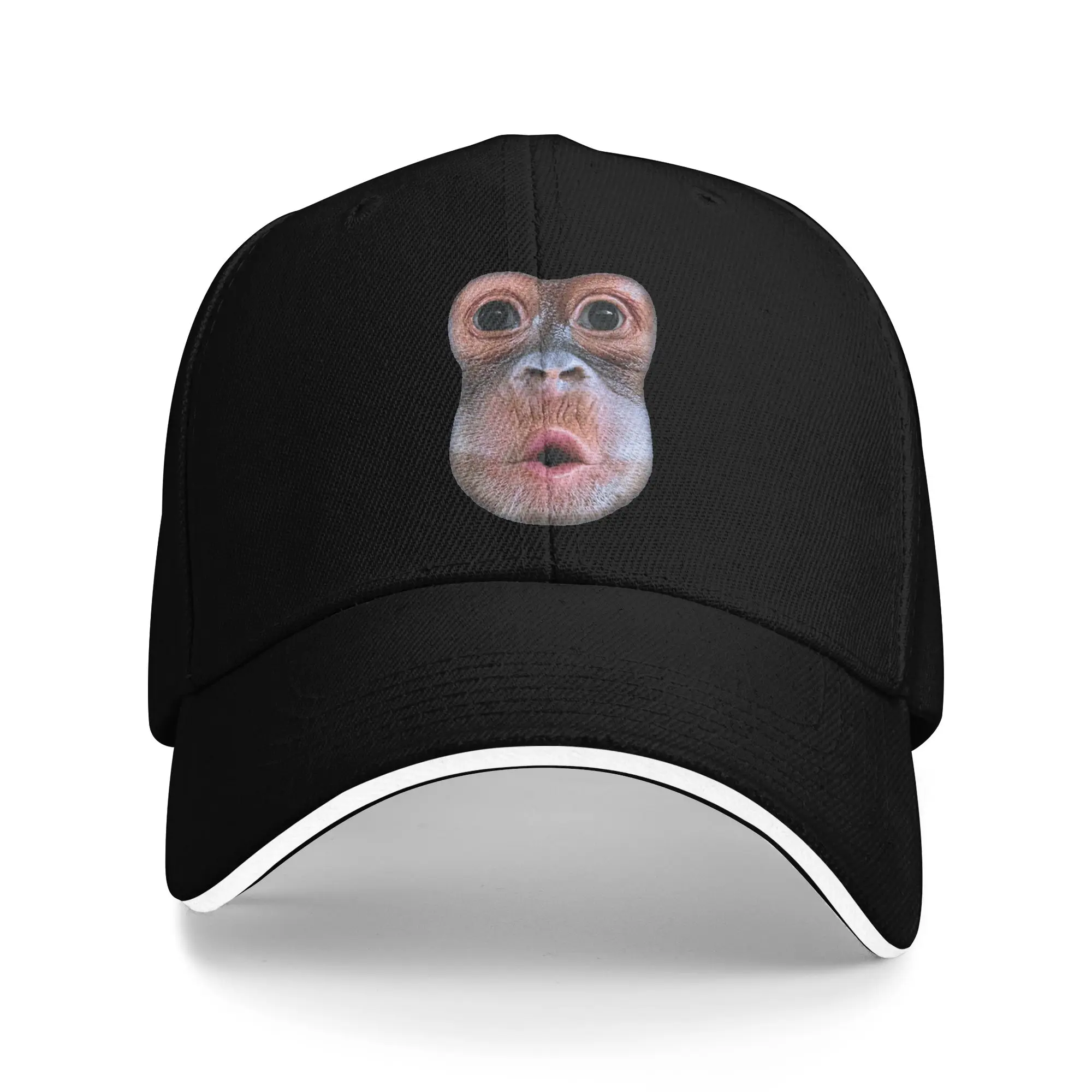 Funny Monkey Blowing Stomach Face Sandwich Cap Unisex Fashion Baseball Caps Meme Adjustable Sport Fitted All seasons Hat Adult