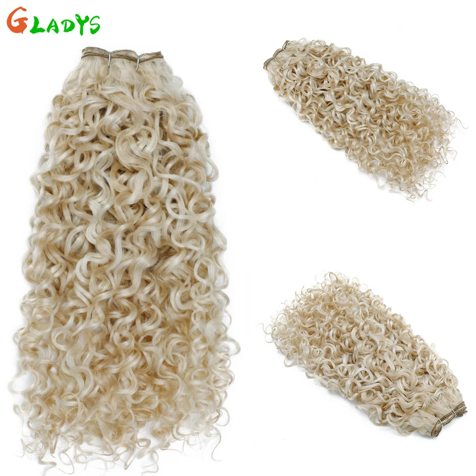 حزم اللون الأشقر وصلات شعر صناعية 20 بوصة حزم موجة المياه ملحقات لجميع المواسم ارتفاع درجة الحرارة الألياف