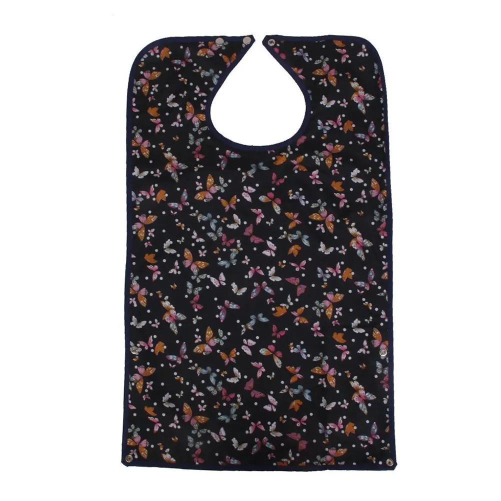 

Adult Washable Bib Protector Strong Durable Waterproof Backing Colorfast Poly Cotton Adjustable Snap Buckles Mealtime Protection
