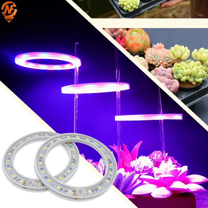 LED Indoor Angel Ring Plant Growth Light 8/12/16H On/Off Timer USB 5V Retractable Height Full Spectrum Simulated Sunlight Plant