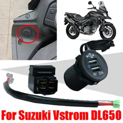 Per Suzuki V-Strom DL650 Vstrom DL 650 Accessori Fotocamera Cellulare Ricarica rapida Doppia presa USB per caricabatterie rapido con relè