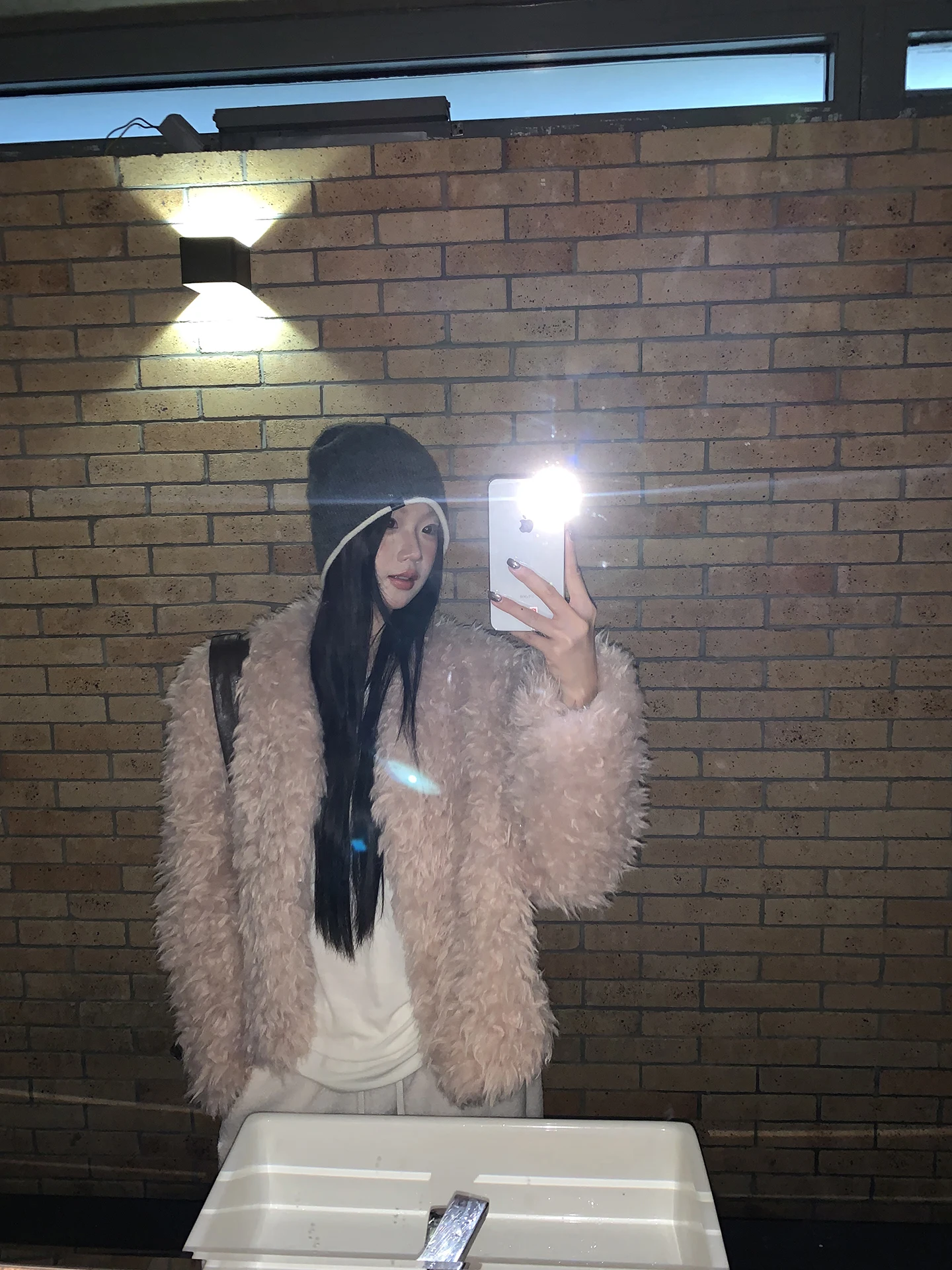 Manteau de fourrure rose femme automne hiver nouveau Sle beau système coréen coton Jaet Tube droit pe Long Sve chaleur