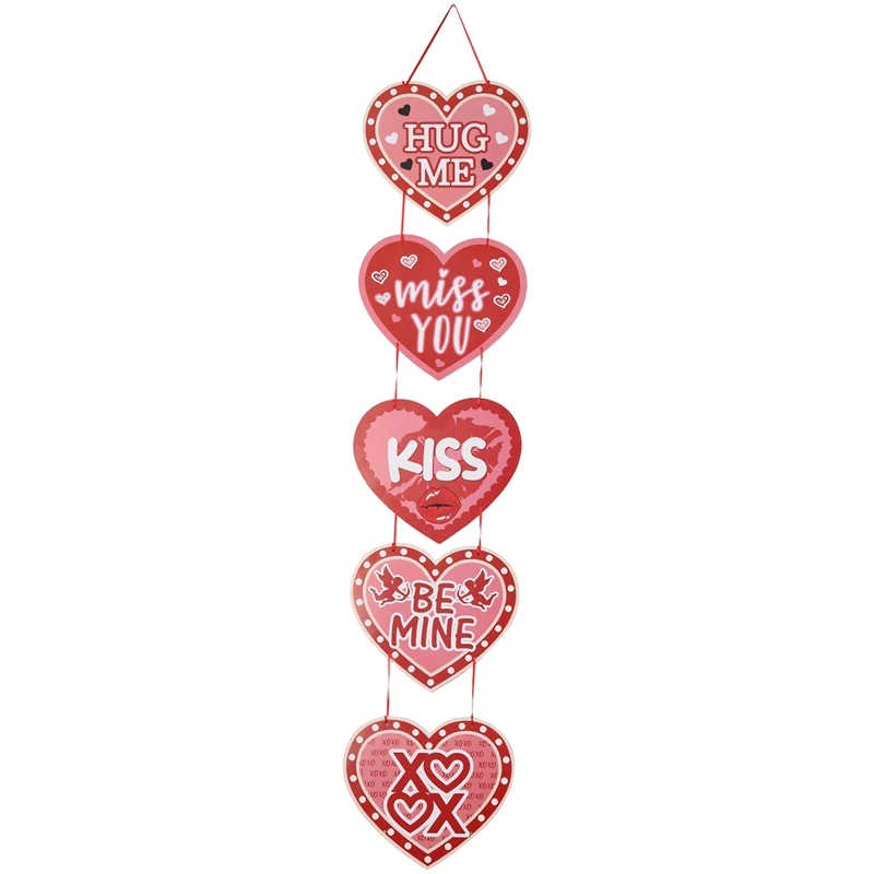 Juego de colgadores de puerta de corazón con temática de San Valentín, decoración de fiesta de Feliz Día de San Valentín, pancarta de papel, 1 Juego