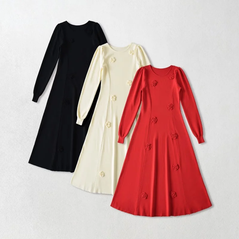 Retro Floral Print Maxi Dr with Waist Cinching Long Sve round Ne Gown for New Year Date Vintage Sle Evening Gown