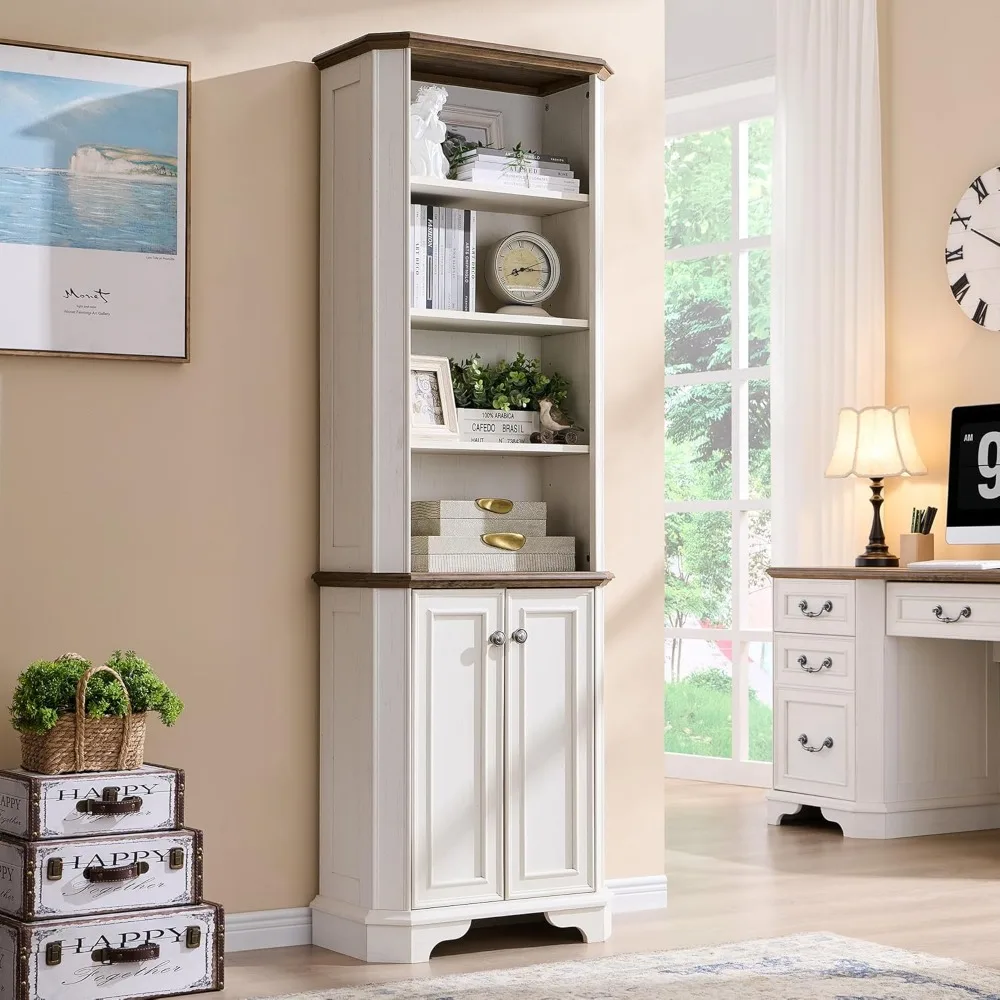 6-Tier Bookshelf Set of 2 with Storage, 72