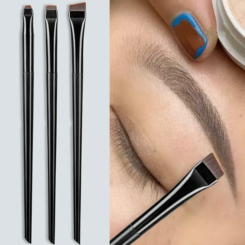 

3PCS/Set Portable Angled Flat Head Eyeliner Eyebrow Fine Brush Soft Fiber Hair Brow Contour Silkworm Professional Makeup Brushes