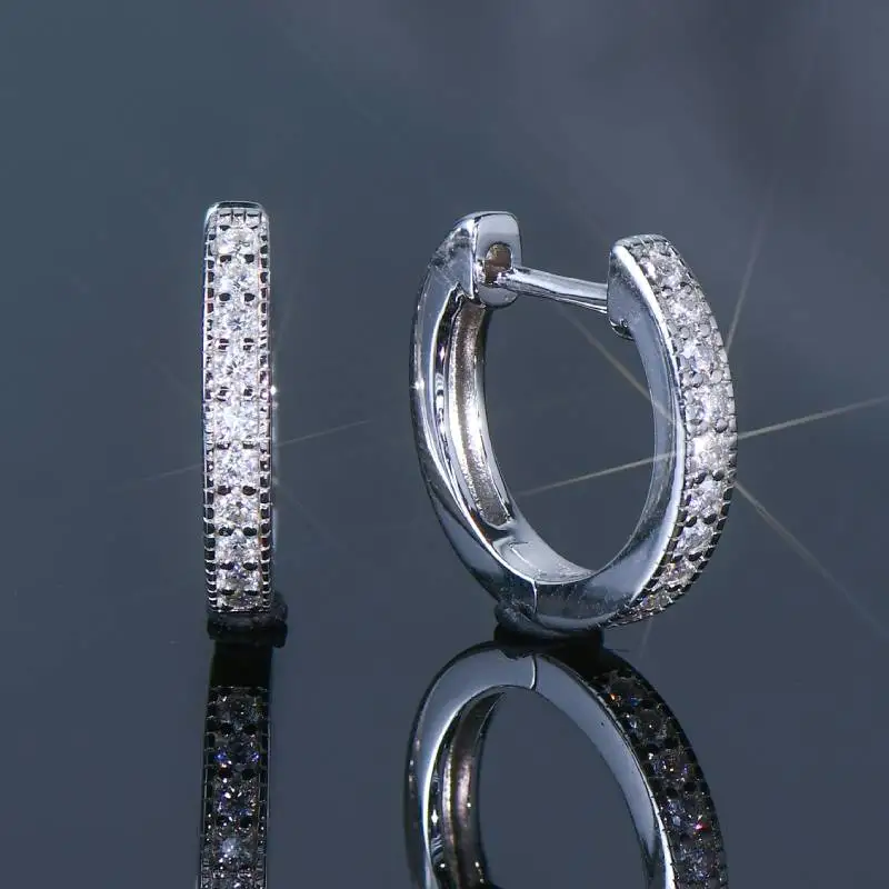 IOGOU White Gold Silver 925 Hoops Earrings D Color 1.3mm Round Moissanite Small Earring Huggie 2023 Trend Jewelry for Women Gift