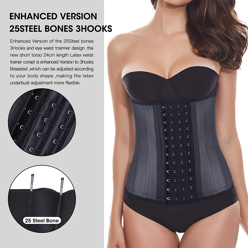 Burvogue Waist Trainer Short Torso Latex Body Shaper Women Tummy Slim Trimmer Postpartum Belly Corrective Waist Girdles Corset