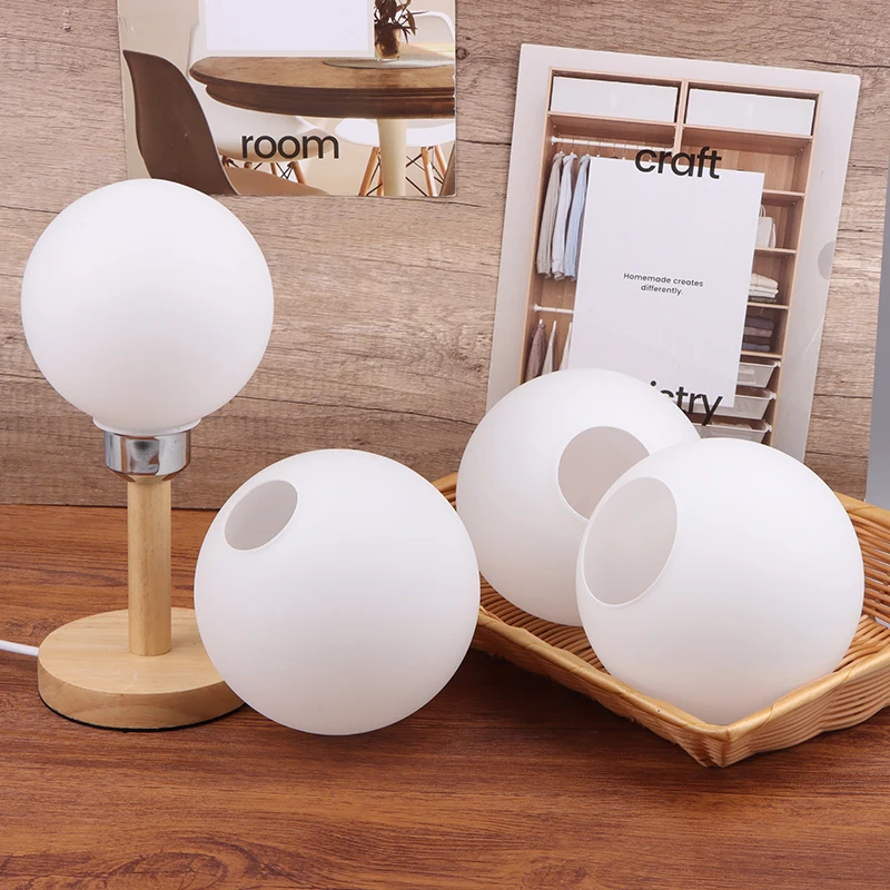 White Milky Glass Globe Lamp Shade Round Light Cover Fitting 6/8/10/12/13/15Cm Diameter Replacement Accessory