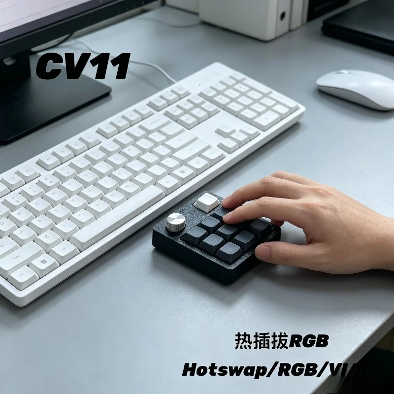NEW CV11 Mini Keyboard Custom Hot Swap RGB Supports QMKVIAL Knob Customization DIY Portable Ergonomics 3D Printing Shell Gamers