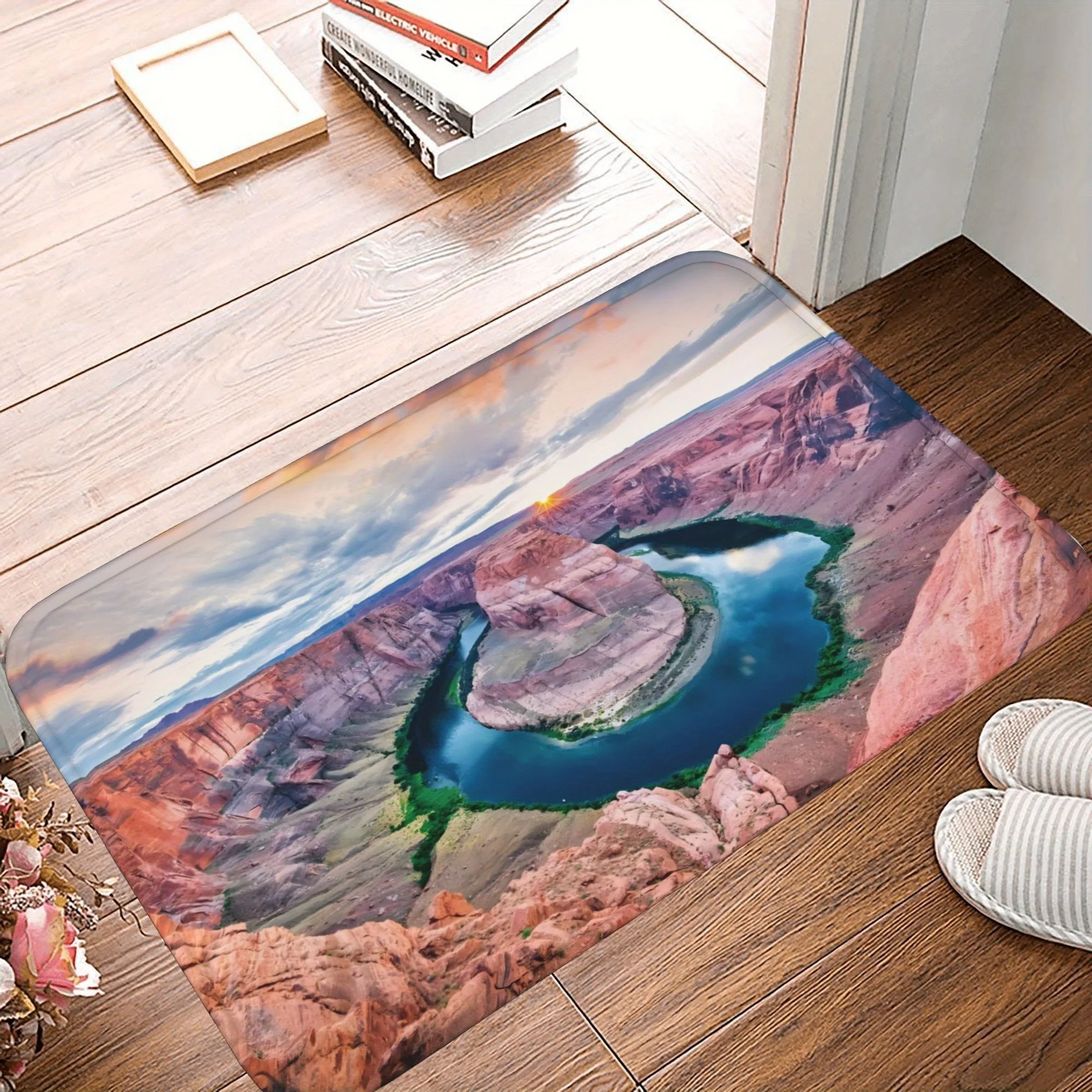 

1PC Horsehoe Bend Pattern Kitchen Rug Non-Slip Door Mat Pop design Bathroom Rug Bath Mat Carpet for Home Sink Laundry Decoreeree