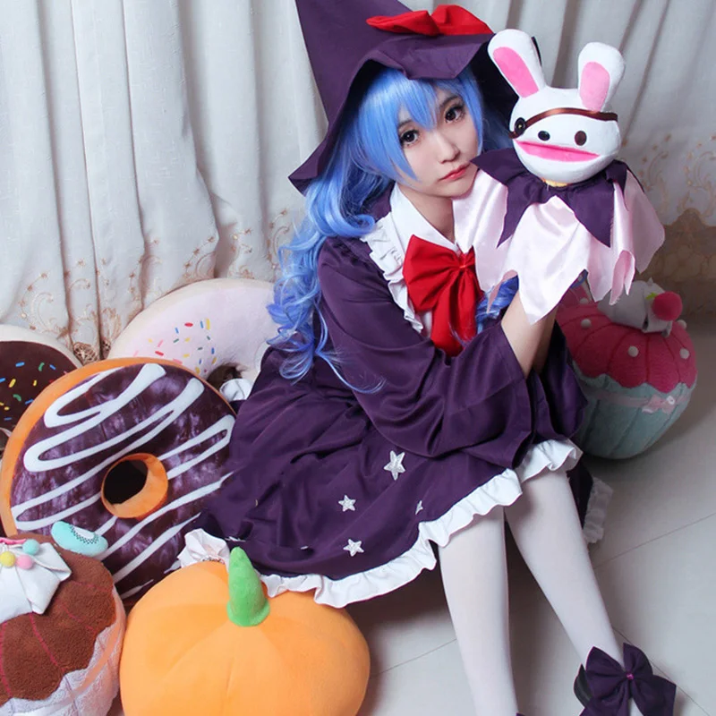 Date A live Himekawa Yoshino Cosplay lovely cos witch elf Purple Women lolita Dress Christmas suit