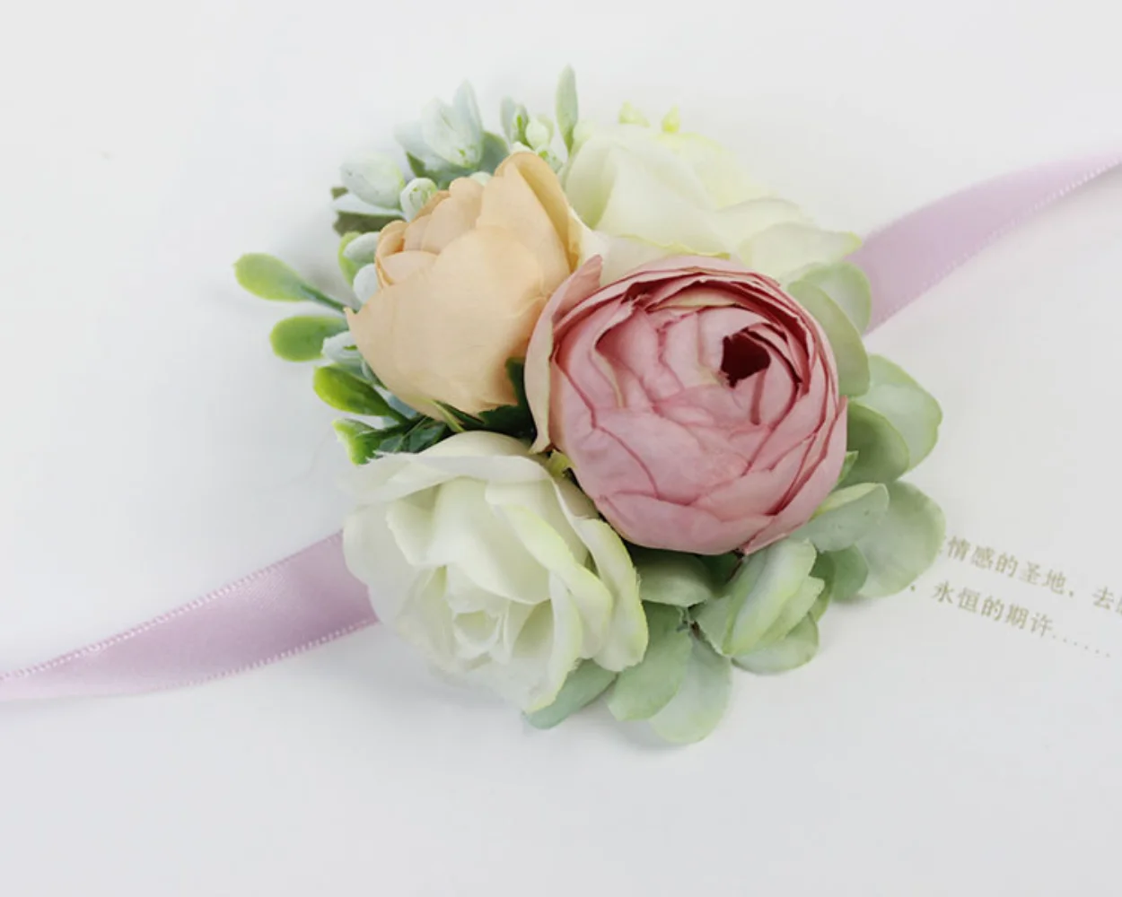 Bal de mariage et demoiselle d'honneur, fleurs artificielles mixtes, injRose Wrsit Corsages, épingles de cérémonie, boutonnières de Rh