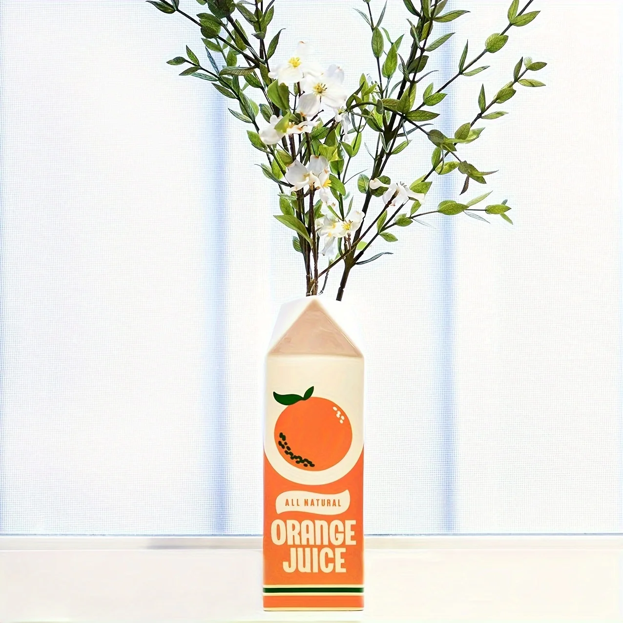 Vase à motif de jus d'orange, Vase décoratif en céramique d'inspiration, Vase à fleurs Vintage, maison, cuisine, bureau, décor de printemps et d'été