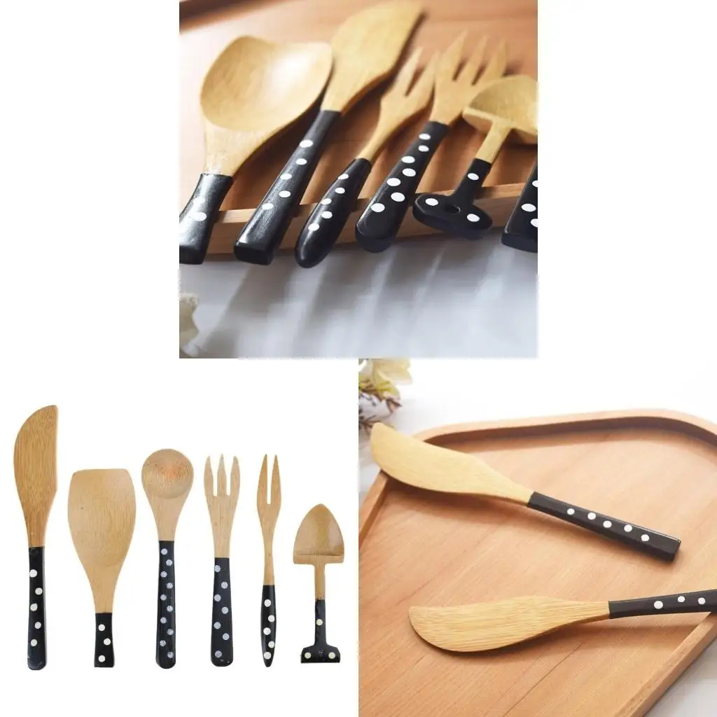 6Pcs Elegant Spotted Flatware Set Multipurpose Spoon and Fork Cutlery Set for Kitchen and Travel Use
