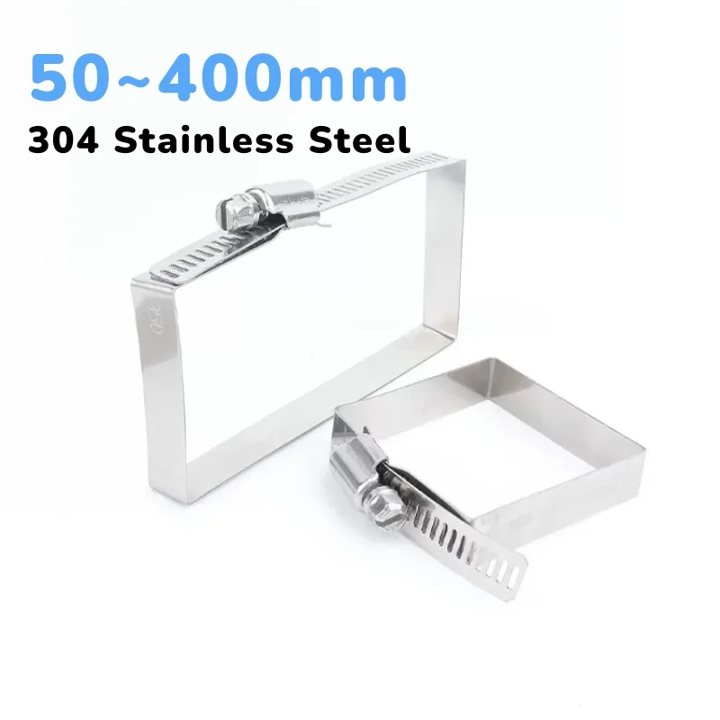 50~400mm 304 Stainless Steel Square Fixed Clamp Bridge Throat Clamp Photovoltaic Cable Tray Pipe Clamp Square Pipe Buckle