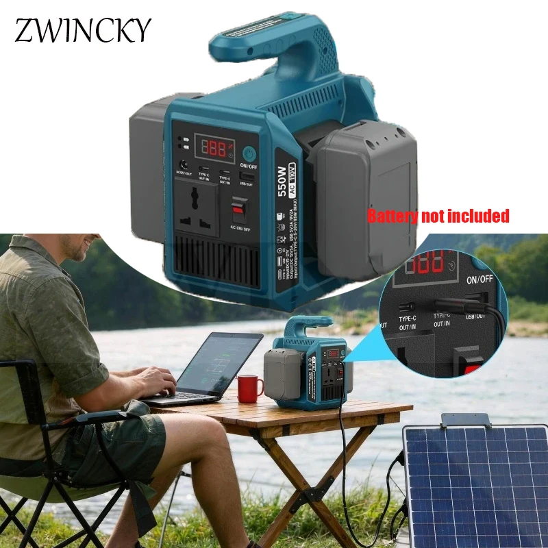 

550w Portable Power SUPPLY INVERTER Compatiable for Makita 18V Battery Power Inverter Outdoor Generators With AC Outlet USB