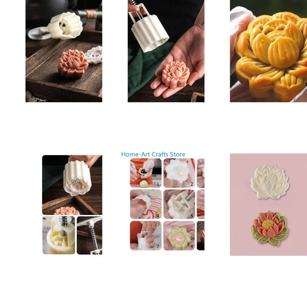 Y3NA Mid-Autumn Festival Hand-Pressure MoonCake Lotus Pattern 3D DIY Mooncake Mould