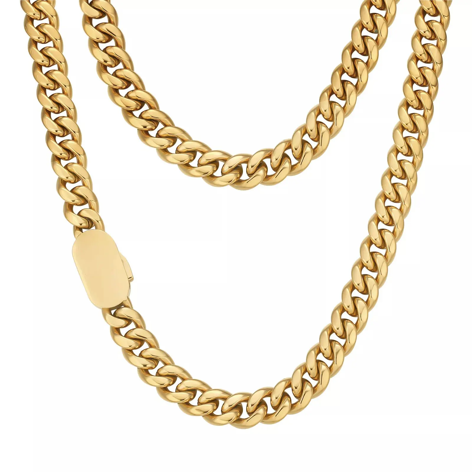 Man Chain Custom Logo Necklace 316L Stainless Steel Miami Curb Cuban Link Chain Golden Necklace Fashion Jewelry Gift