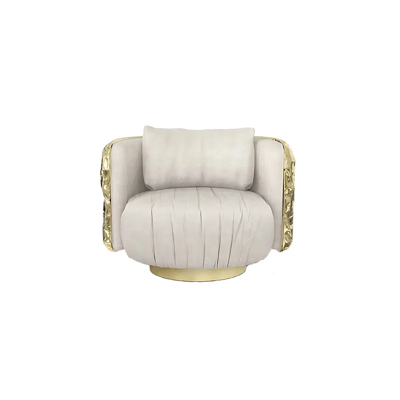 Italian light luxury single sofa villa living room designer metal armchair