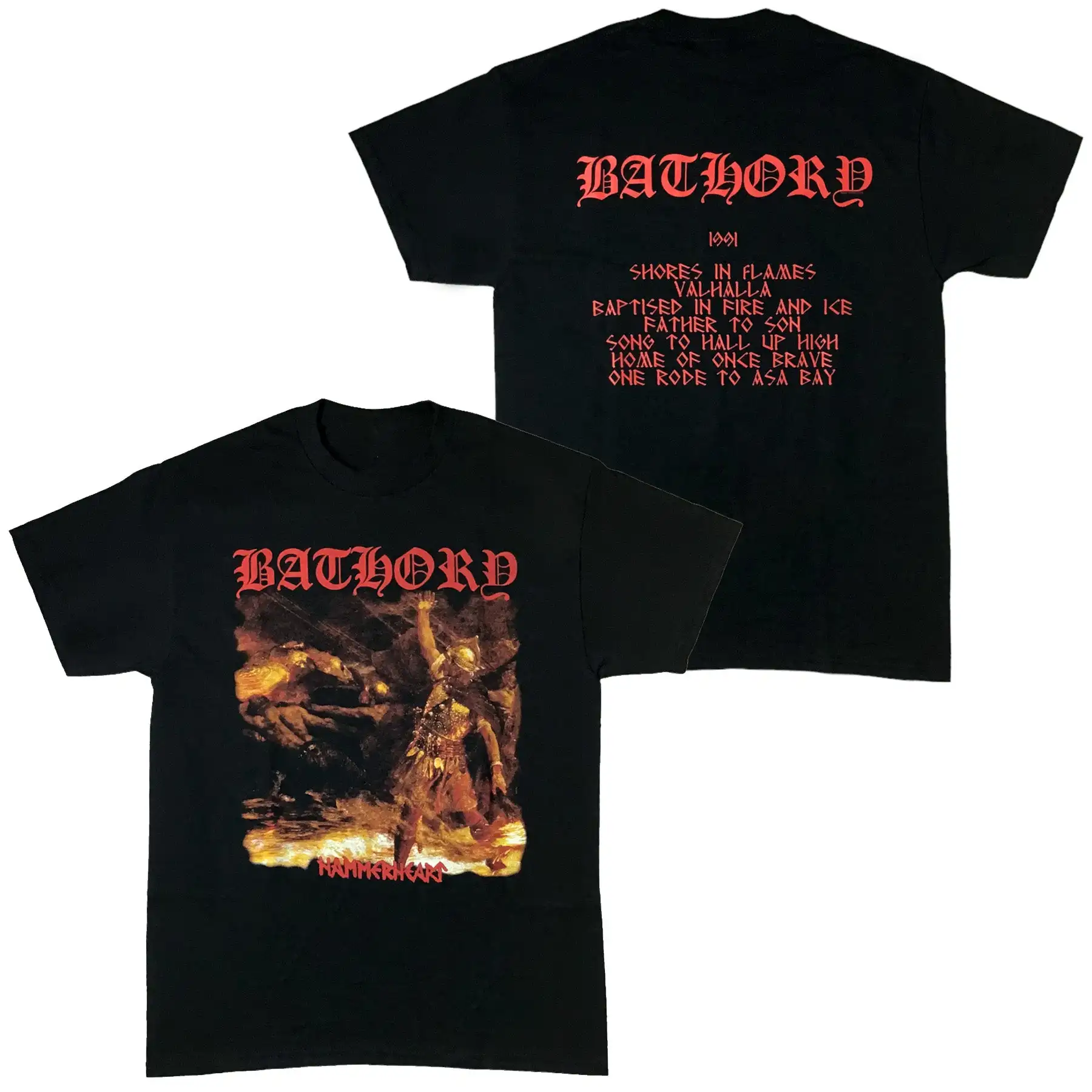 Men's and Women's Short Sleeve Retro Metal Band Tops Brand T-shirt Bathory Under The Sign of The Black Mark T-Shirt Oversize Tee