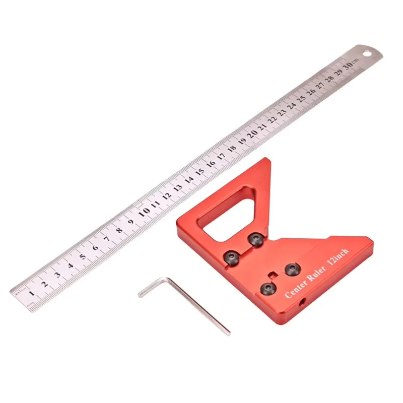 Steel Ruler Positioning Block Scriber Line Marking Gauge 45/90 Degree Angle Scribe Center Line Ruler Aluminum Alloy Layout Tool