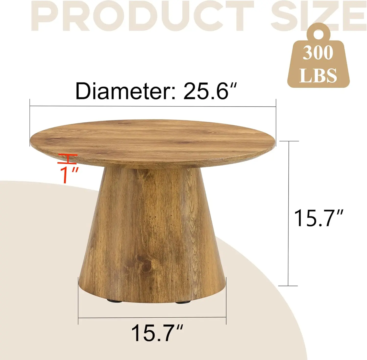 طاولة قهوة مستديرة صغيرة مقاس 25.6 بوصة، طاولات قهوة حديثة من الخشب في منتصف القرن مع قاعدة بقاعدة، طاولة مركزية على شكل دائرة موفرة للمساحة لـ L