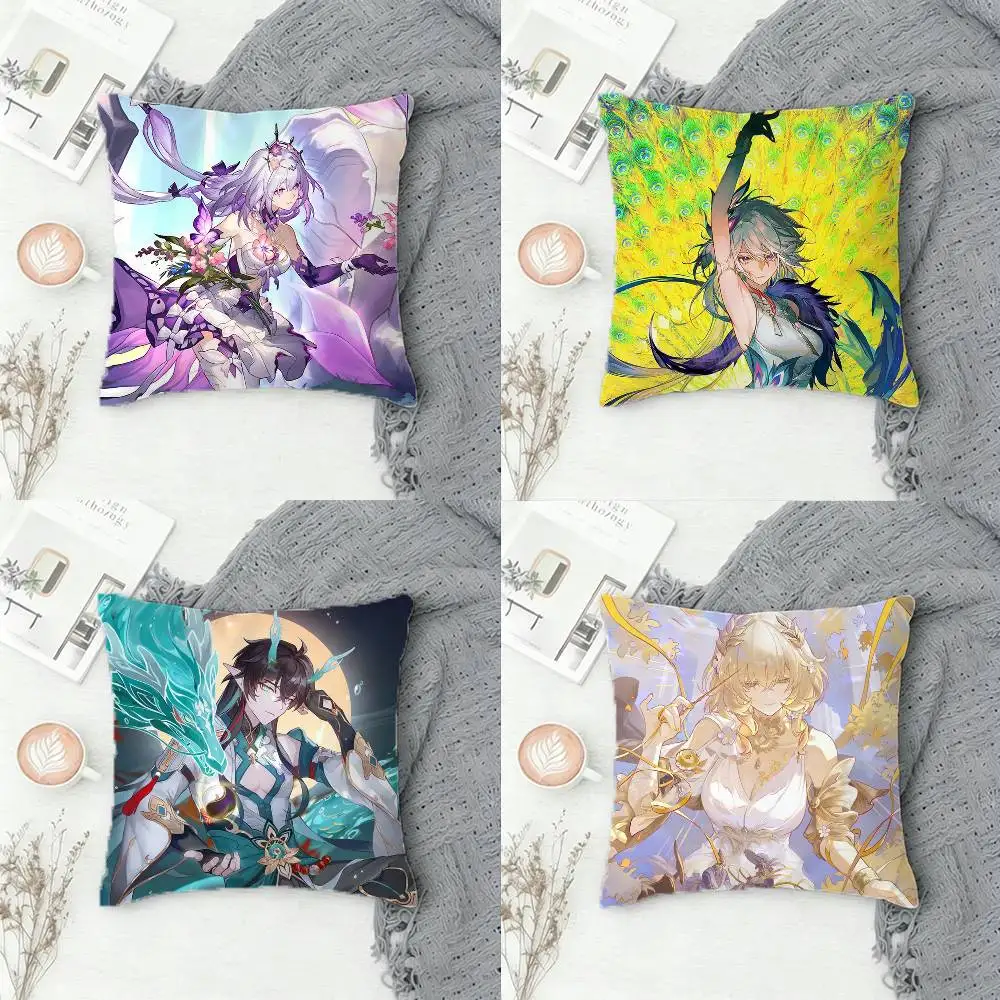 

Honkai Series Anime Game Double-sided Printed Square Pillow Cover Decorative Cushion Cover for Sofa Bedroom Bedside