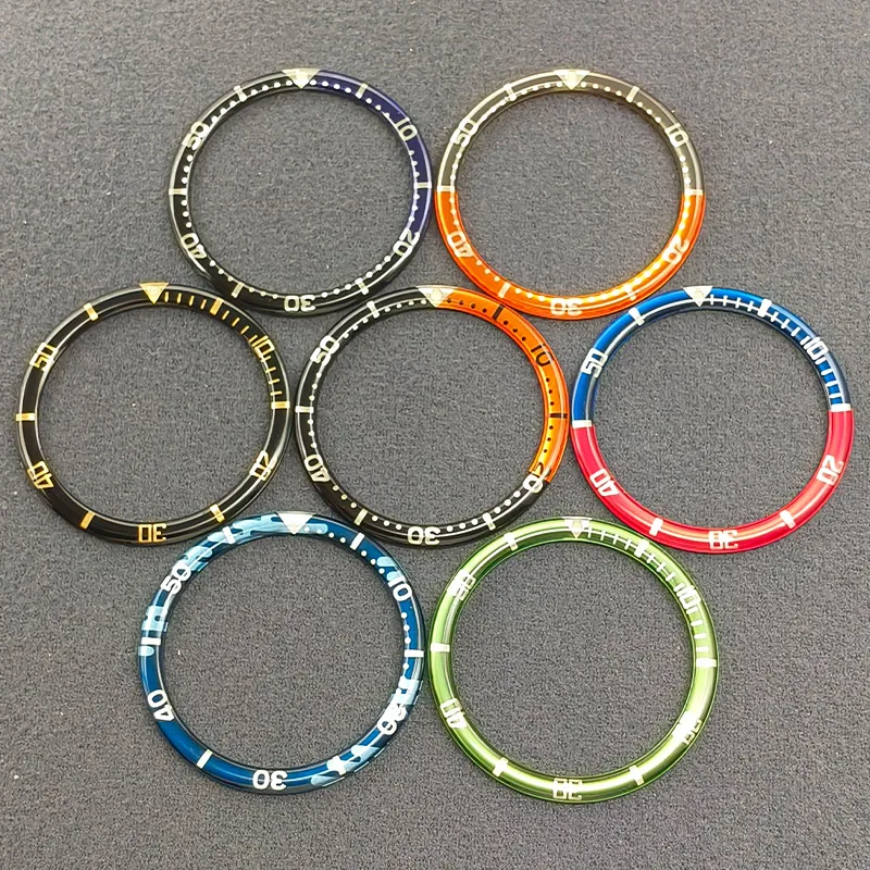 

38mmx31.5mm SKX007 Flat Resin Bezel Insert Fits SKX007 SKX009 SRPD GMT Watch Cases NH35 NH36 Movement Men Watch Bezel Ring Parts