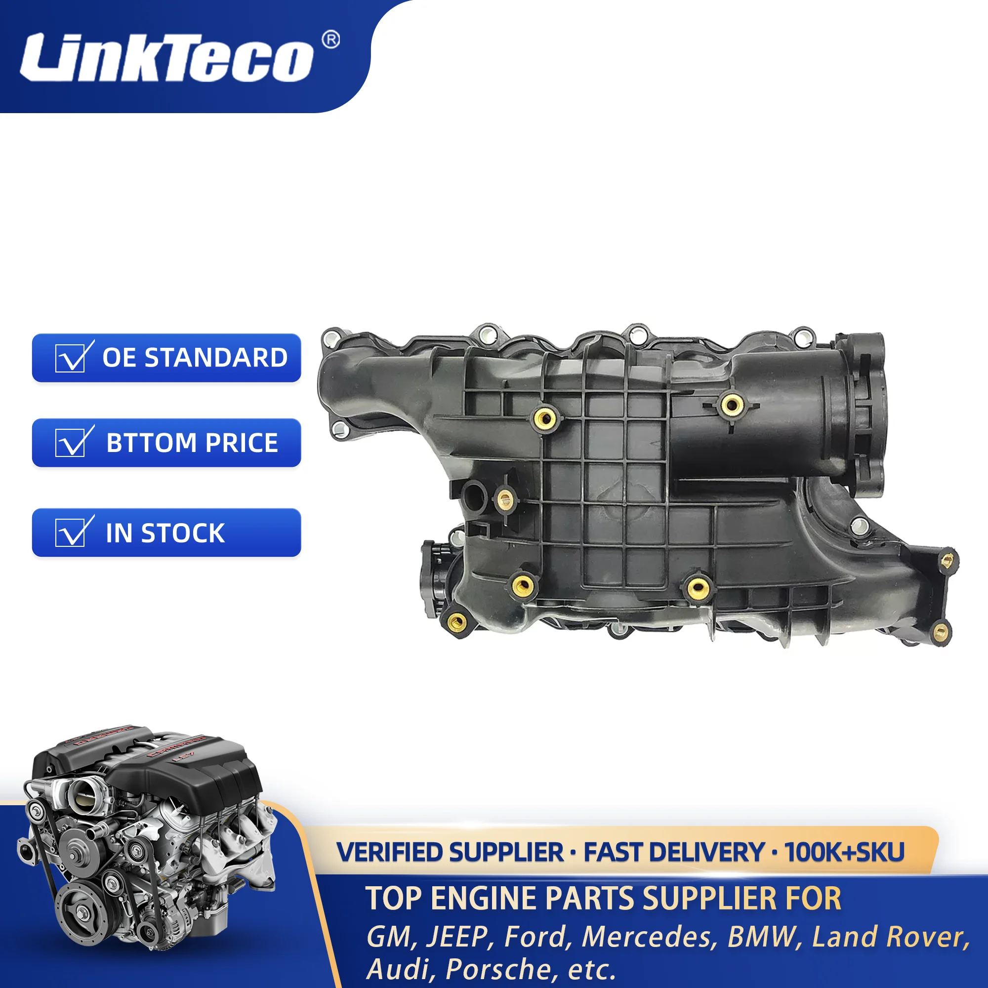 Linkteco Intake Manifold w/o Control Valve For Jeep Grand Cherokee 3.0L V6 2014-2018 OE 68211167AA 68211167AB 68211167AC