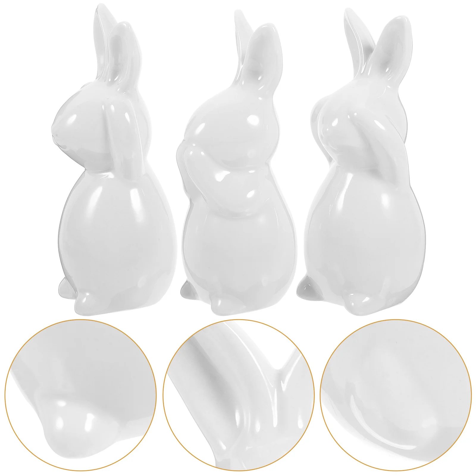 

1Set Nordic Style Ceramic Bunny Decor Hear See Speak No Bunny Set White Ceramic Rabbit Decoration Home Ornament