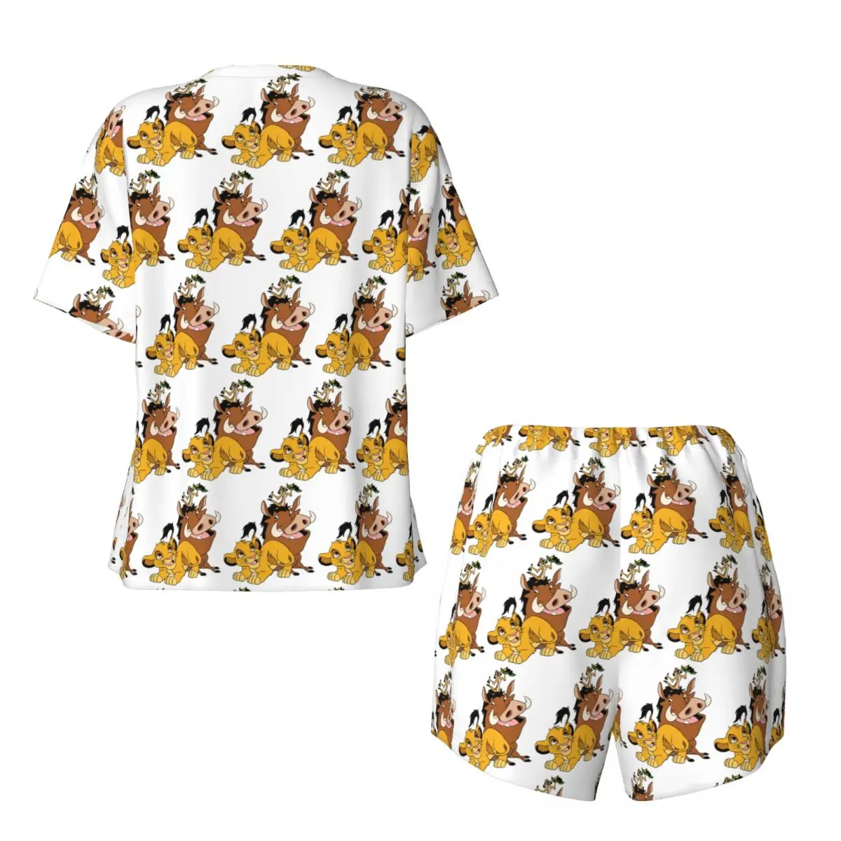 Simba The King Lion Pajamas Set Women Short Sleeve Timon And Pumbaa Sleepwear Loungewear 2 Piece Pjs