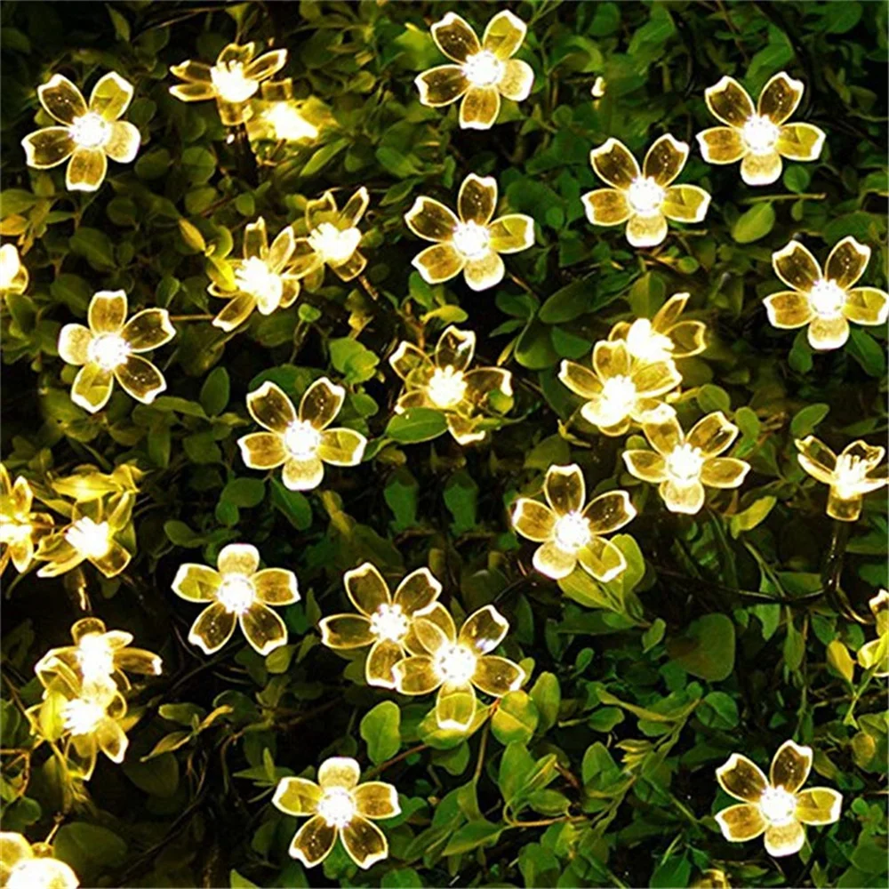 Solar Floral Garlands Light 5m 7m 12m 22m Flower Solar Lamp Power LED String Fairy Lights Garden Christmas Decor For Outdoor