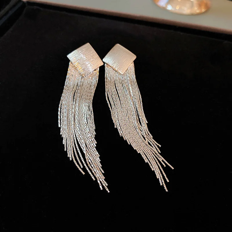 Fashion Bling Crystal Rhinestone Drop Dangle Earrings for Women Luxury Wedding Party Long Tassel Jewelry Accessories