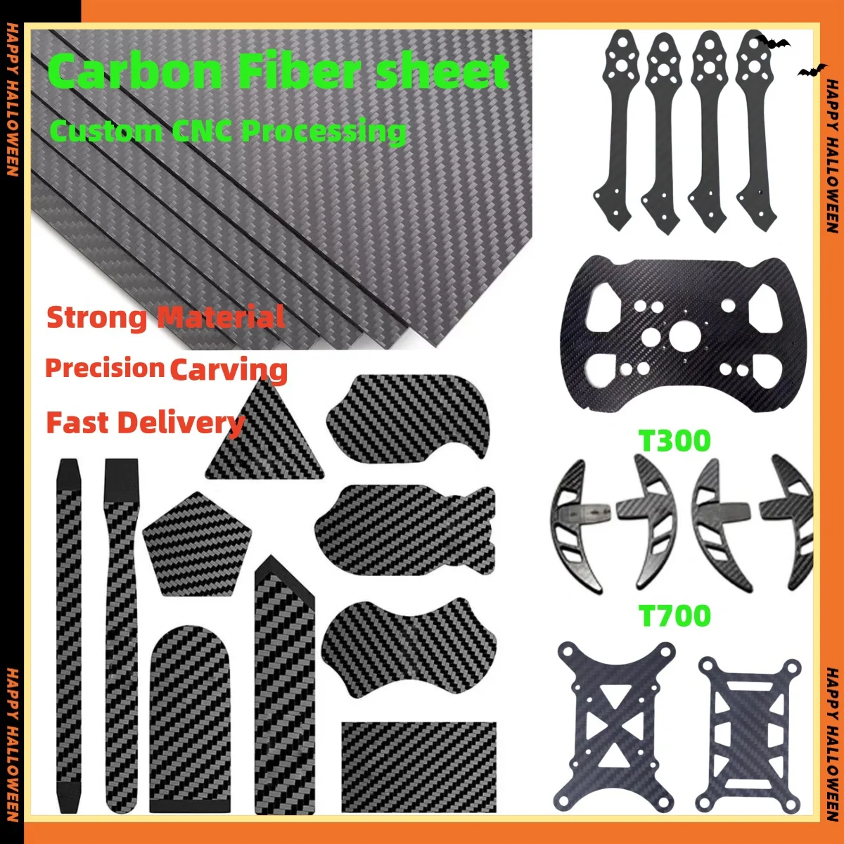 DAYO Carbon Fiber Sheet CNC Cutting Carbon Plate Panel Processing Carbon Board CNC Machining for FPV Frame Drone Arm RC Parts