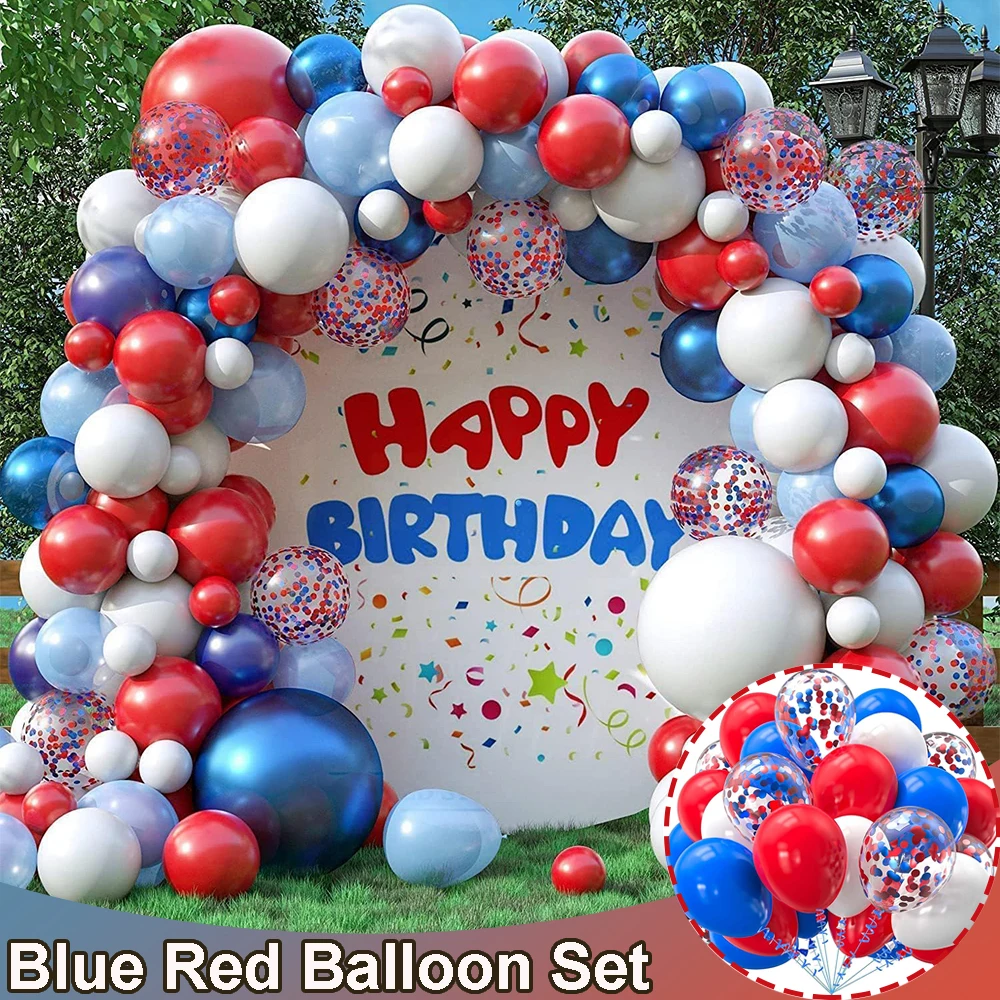 

Blue Red White Balloons Arch Globos Anniversary Wedding Graduation Birthday Baseball Party Decorations Baby Shower Latex Ballons